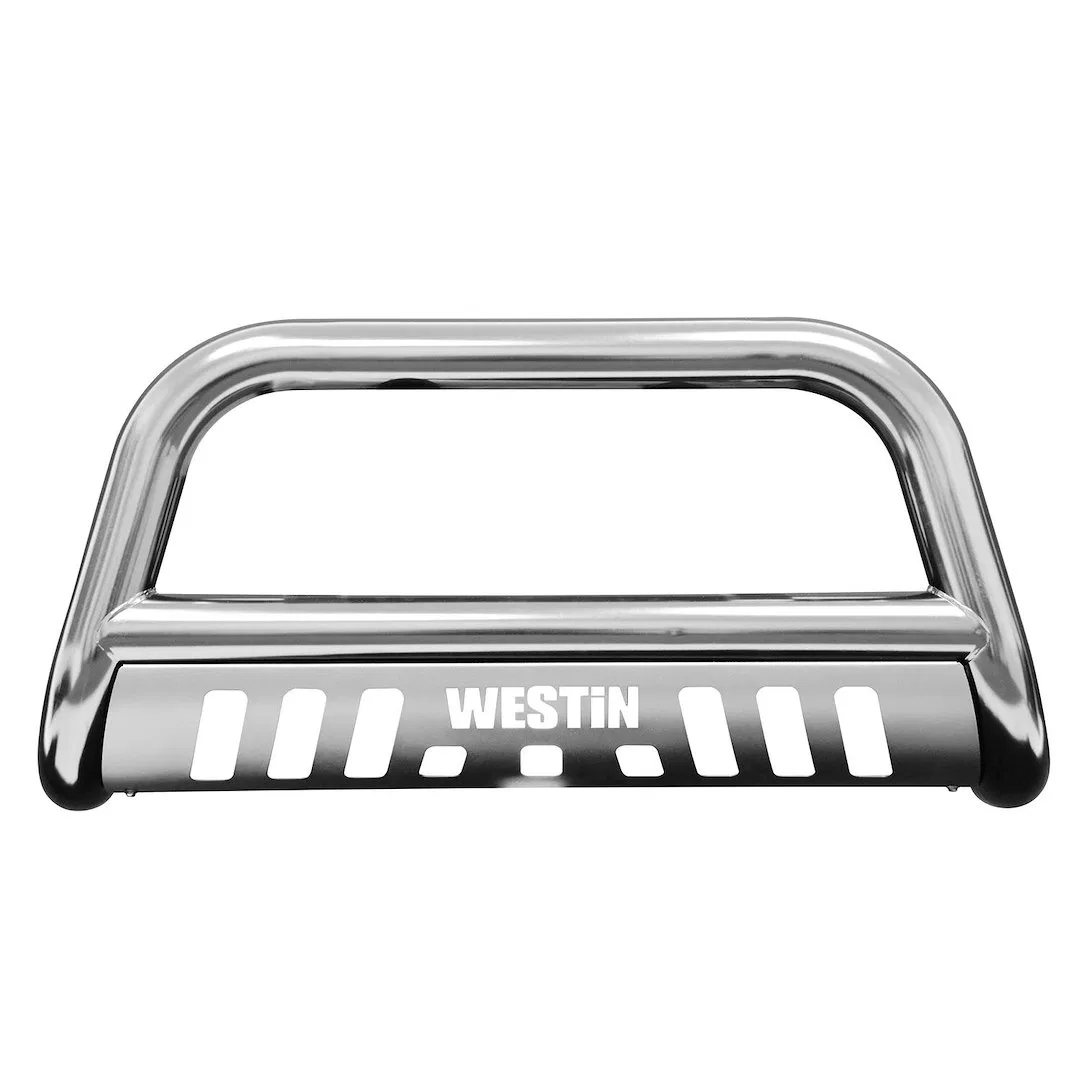 31-4020 – WESTIN Bull Bar, Polished 304 Stainless Steel With Light Mounting Tabs With Skid Plate 6 Inch Max Light